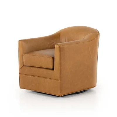 Quinton Swivel Chair - Ontario Camel - Four Hands