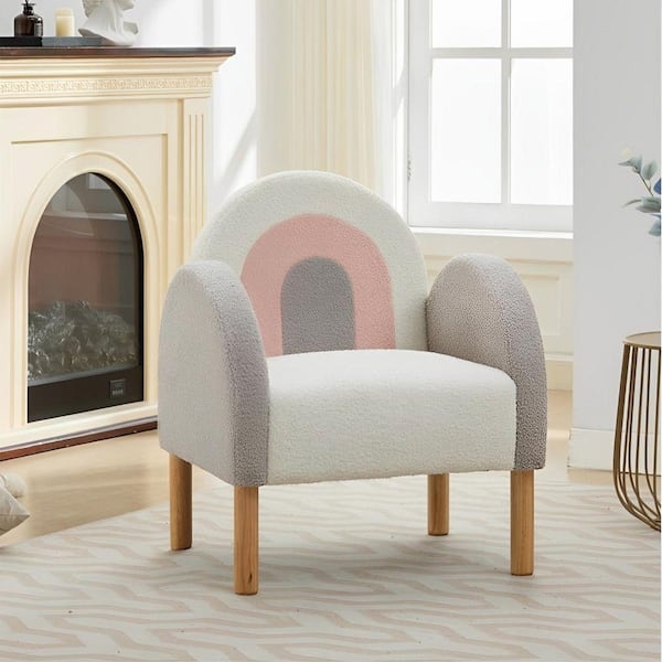 Rainbow Striped Toddler Accent Chair with Wood Legs