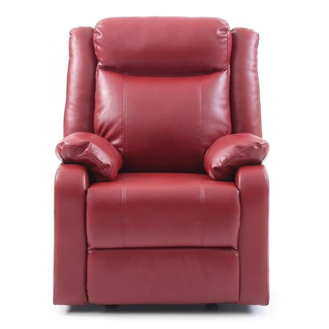 Reclining Accent Chair with Pillow Top Arms and Tufted Back in Deep Red