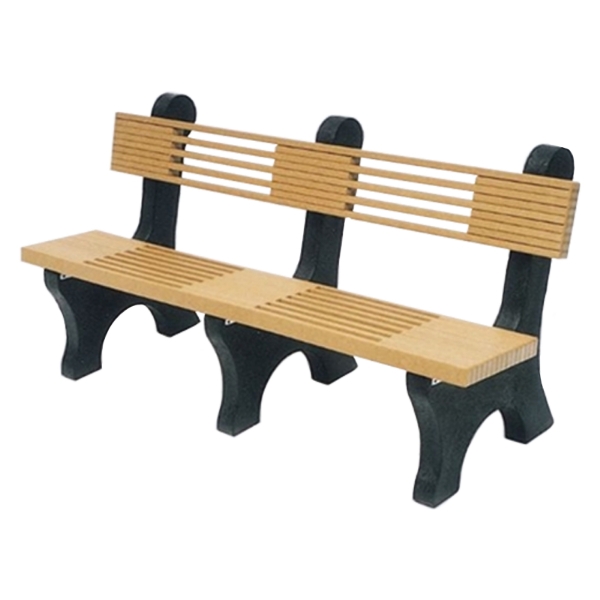Recycled Plastic Garden Bench Slatted Seat Black Frame