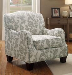 Red Floral Cottage Armchair with Rolled Arms and Front Casters