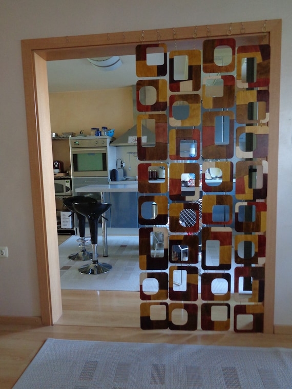 Retro Hanging Screen Panels In Multi-Tonal Wood