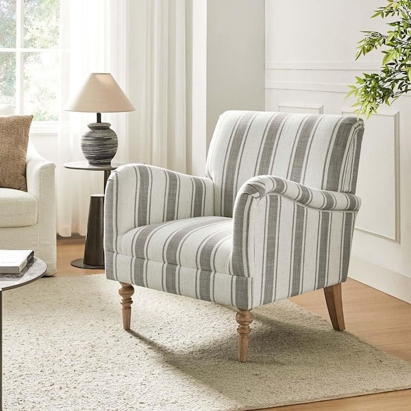 Retro Upholstered Armchair with Wood Base Heathered Grey