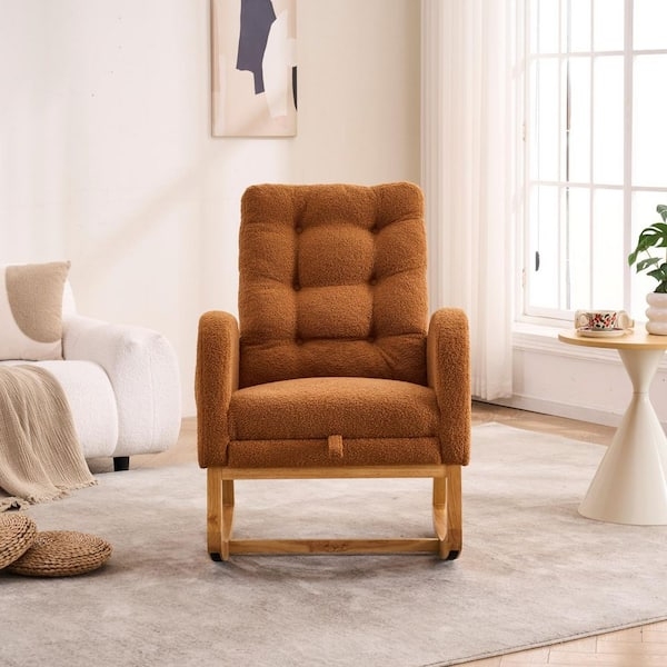 Rocking Chair with Ottoman High Back Storage Pocket Rocker Base Cozy