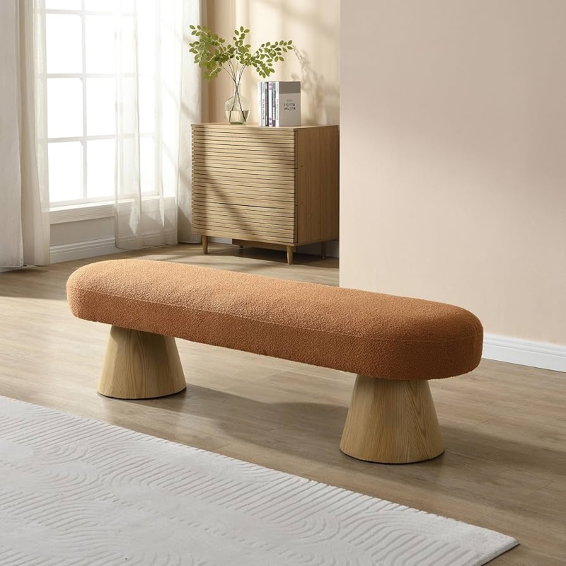 - ROCKRAIN 64" Orange Upholstered Dining Bench: Modern Farmhouse  Wooden Leg Stool - 300lbs Weight Capacity & No Assembly Required - Entryway  Bedroom Living Room Multi-Functional Seating - Table Benches