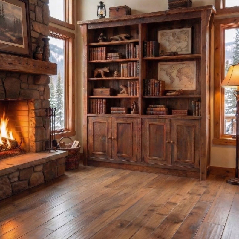 Rocky Creek Reclaimed Wood Four Door Glass Bookcase