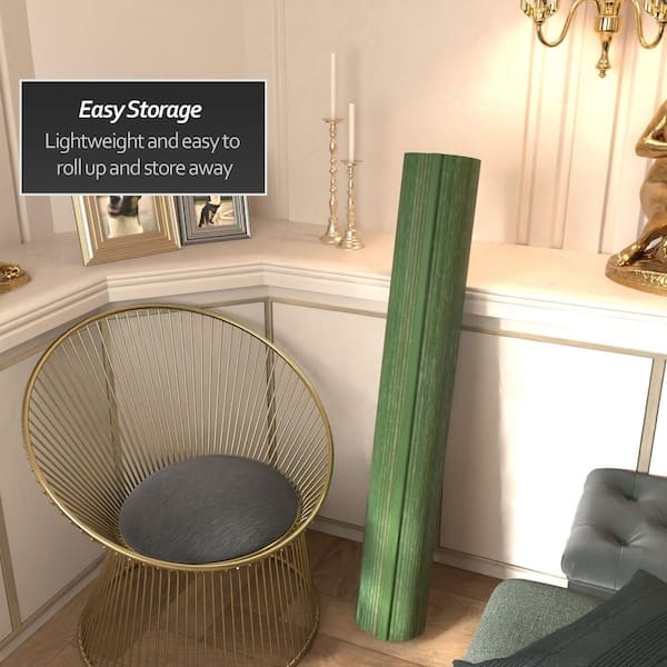 Rolled Bamboo Divider Distressed Sage Green Portable
