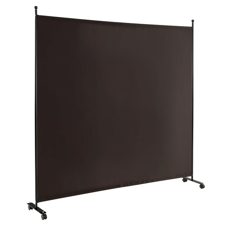 Rolling Fabric Room Divider Brown Single Panel Portable Partition