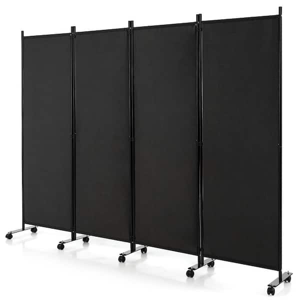 Rolling Room Divider Black Fabric Mobile Office Partition
