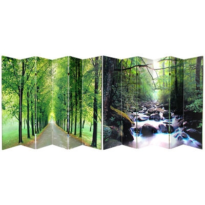 Room Divider 6 Panel Forest Path and Rocky Stream Nature Print Screen