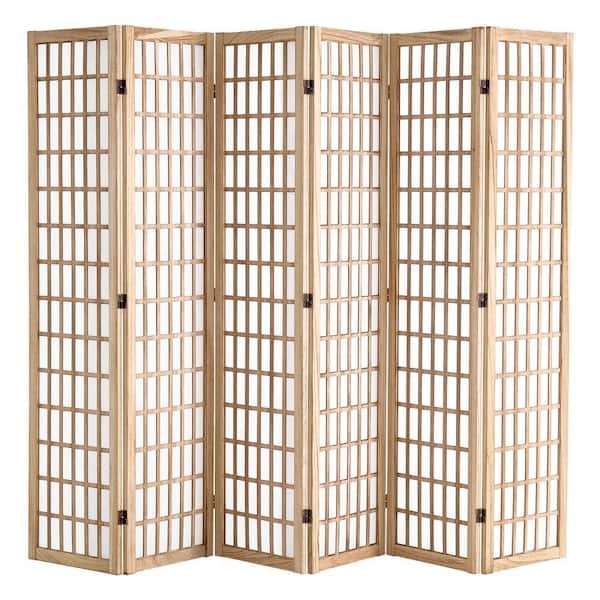 Room Divider, 6-Panel Width, Shoji Grid, Japanese Style Privacy Screen