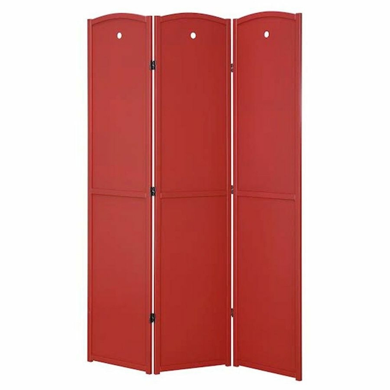Room Divider, Arched Top Circular Cutouts Folding Screen
