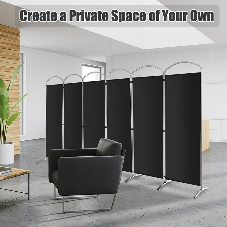 Room Divider Black Fabric Arched Metal Frame Modern Partition