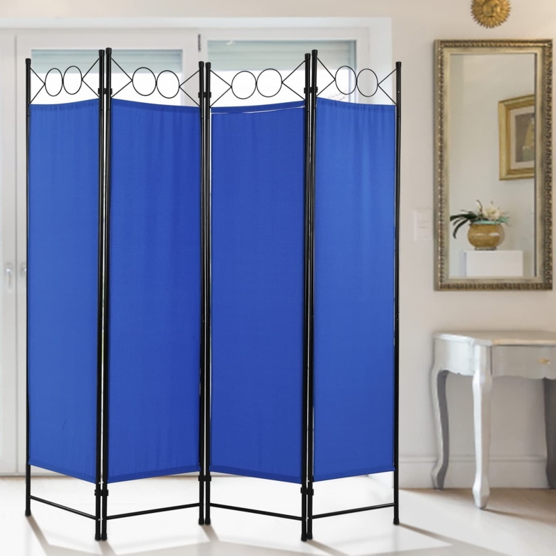 Room Divider Black Metal Frame with Circular Scrollwork