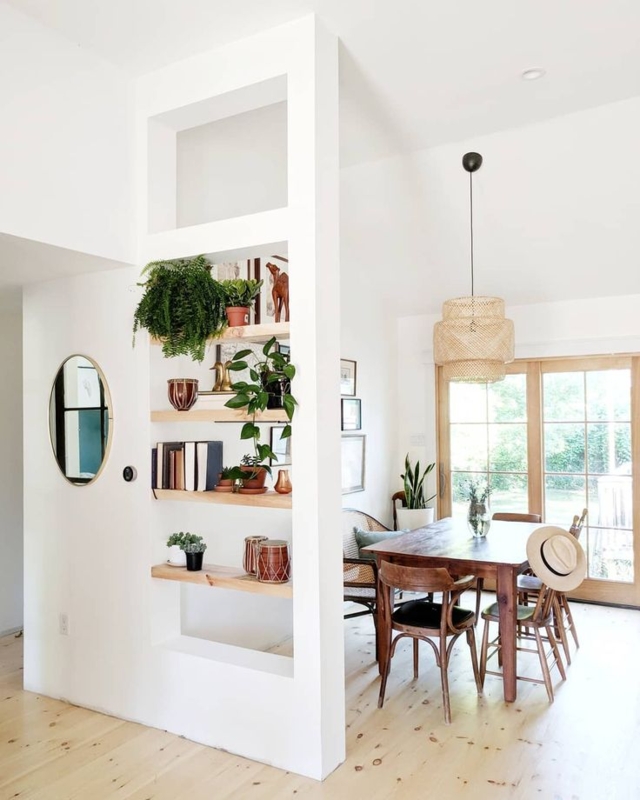 Room Divider Built In Shelving Functional Hallway Storage
