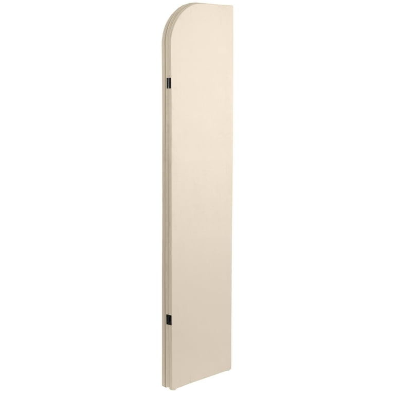 Room Divider Cream Velvet Appearance Arched Top Visible Hinges Modern
