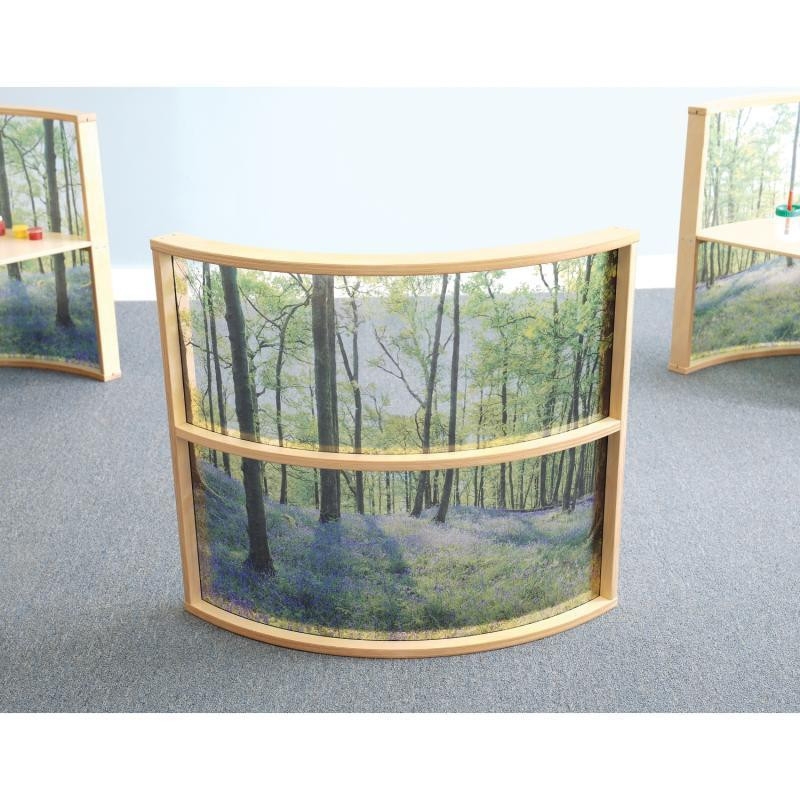 Room Divider Curved Silhouette Forest Print Classroom Partition Shelf
