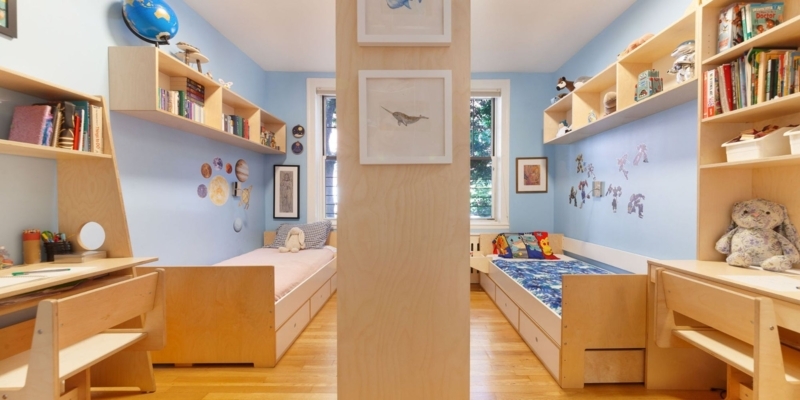 Room Divider, Custom Wood Built-in Cabinetry Bedroom Partition