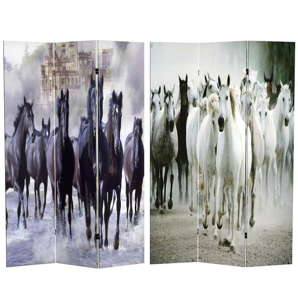 Room Divider Double Sided Equine Motif Three Panel Canvas