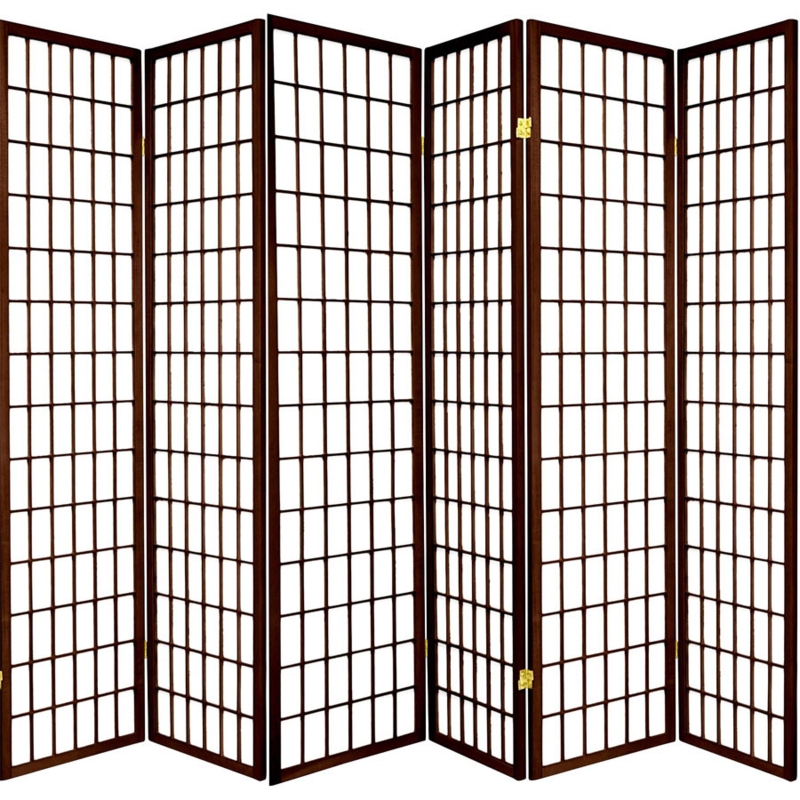 Room Divider Espresso Wood Shoji Lattice Translucent Panel Screen