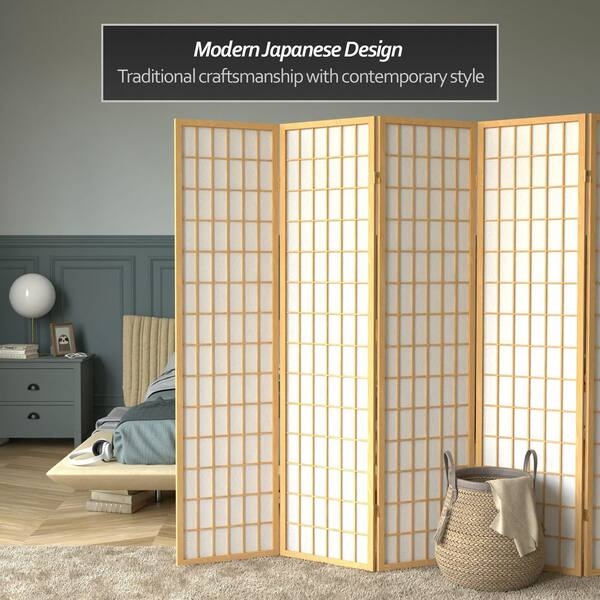 Room Divider: Extra Wide 8-Panel Folding Screen with Geometric Grid Lattice