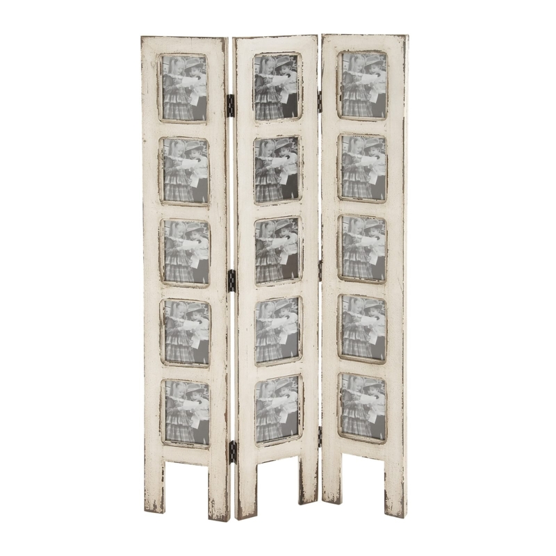 Room Divider Farmhouse Integrated Photo Frames Distressed Finish