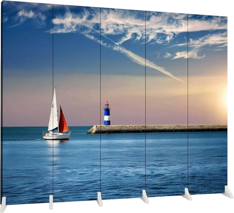Room Divider Five Panel Folding Screen Coastal Landscape Panoramic Print
