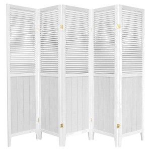 Room Divider Folding Beadboard Paneling Louvered Top 5 Panel Screen