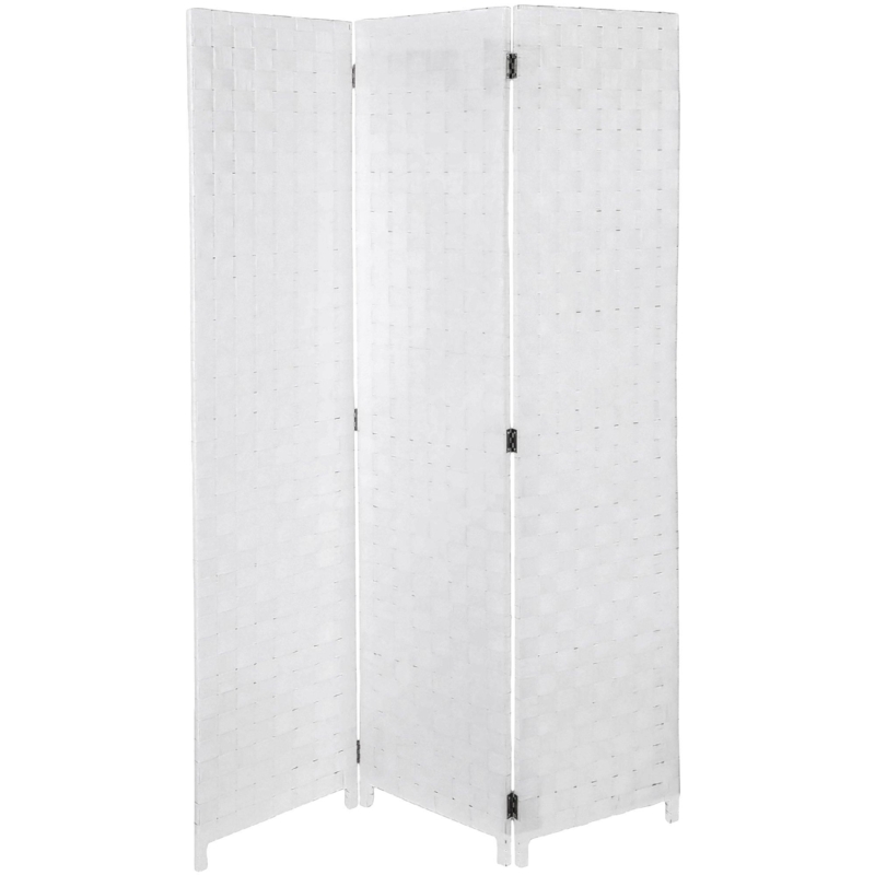 Room Divider Folding Woven Strips Basketweave Texture 3 Panel