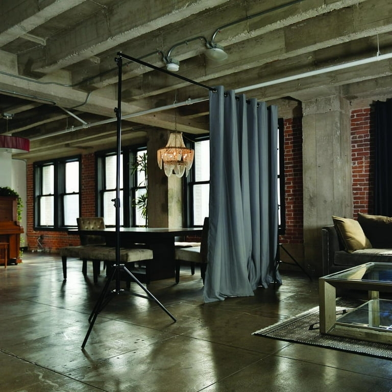 Room Divider Freestanding Grey Curtain Tripod Stand Industrial Wall