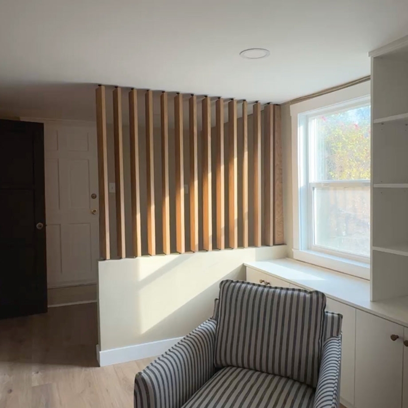 Room Divider Half-Length Rotating Wood Slats Scandinavian Style