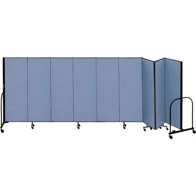 Room Divider, Heavy Duty 9-Panel Blue Fabric Portable Screen