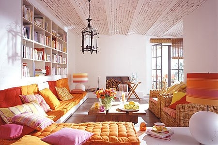 Room Divider Ideas Bohemian Living Room Rattan Whitewashed Brick