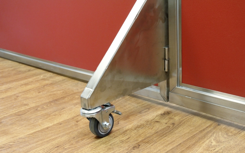 Room Divider Industrial Locking Caster Triangular Support Leg Red