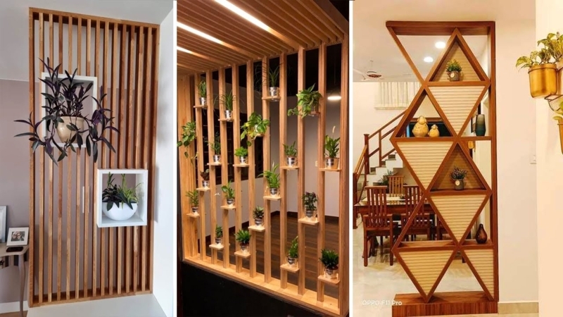 Room Divider, Integrated Plant Shelving, Modern Biophilic Room Separator