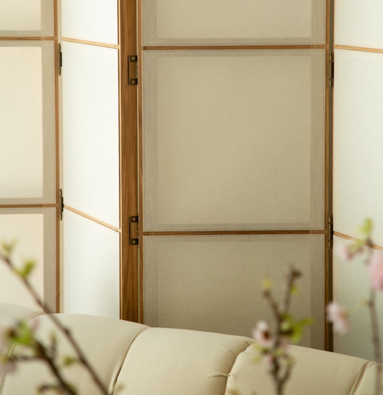 Room Divider: Japandi Style Light Wood Folding Screen Metal Hinges