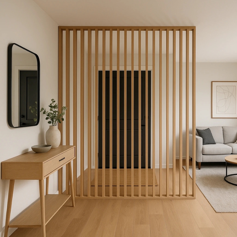 Room Divider Japandi Wood Slat Floor To Ceiling Screen Partition