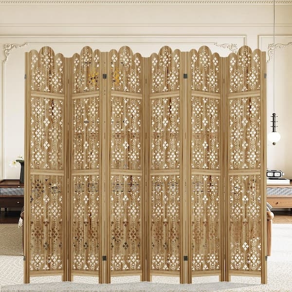 Room Divider Light Wood Geometric Lattice Fretwork Arched Screen