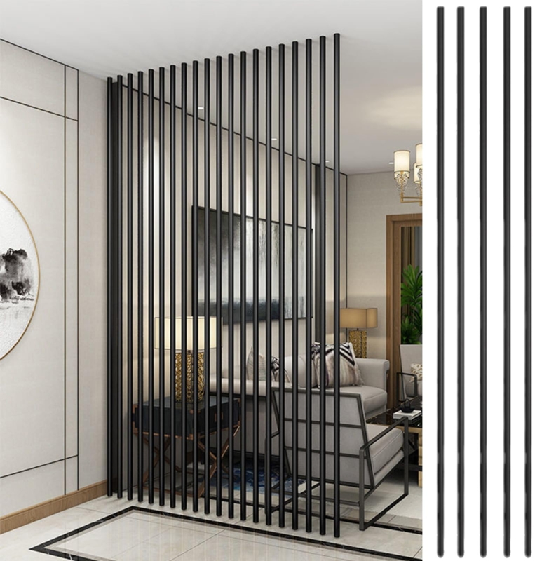 Room Divider Matte Black Slat Floor to Ceiling Privacy Screen