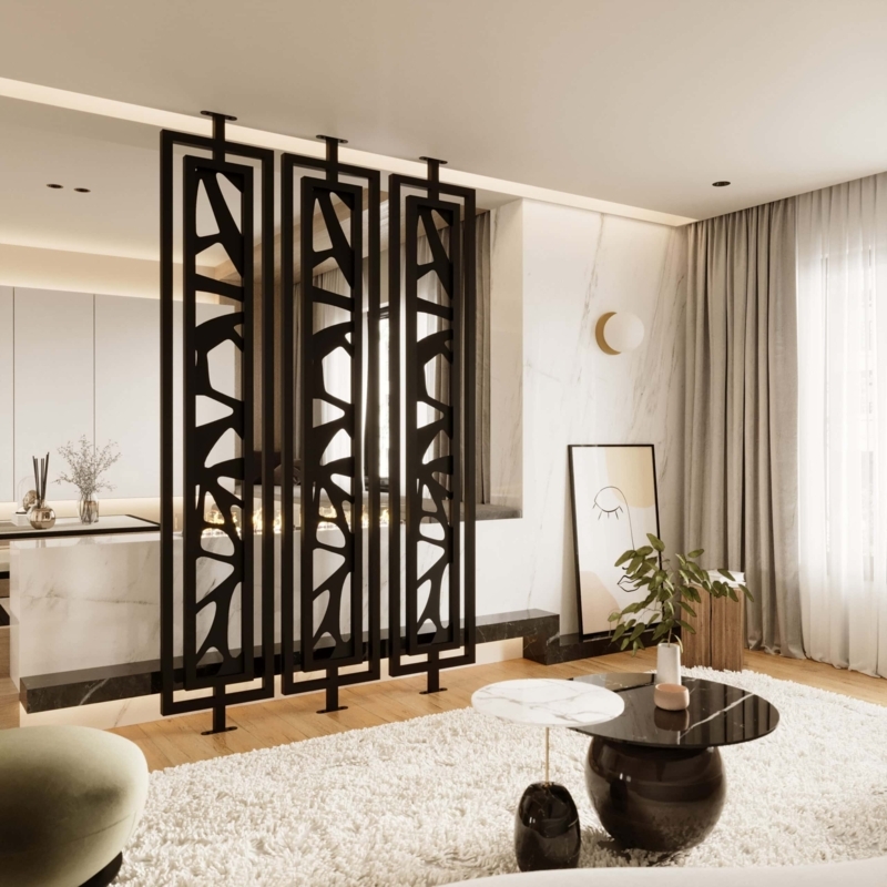 Room Divider Matte Metal Organic Branch Cutout Bespoke Screen