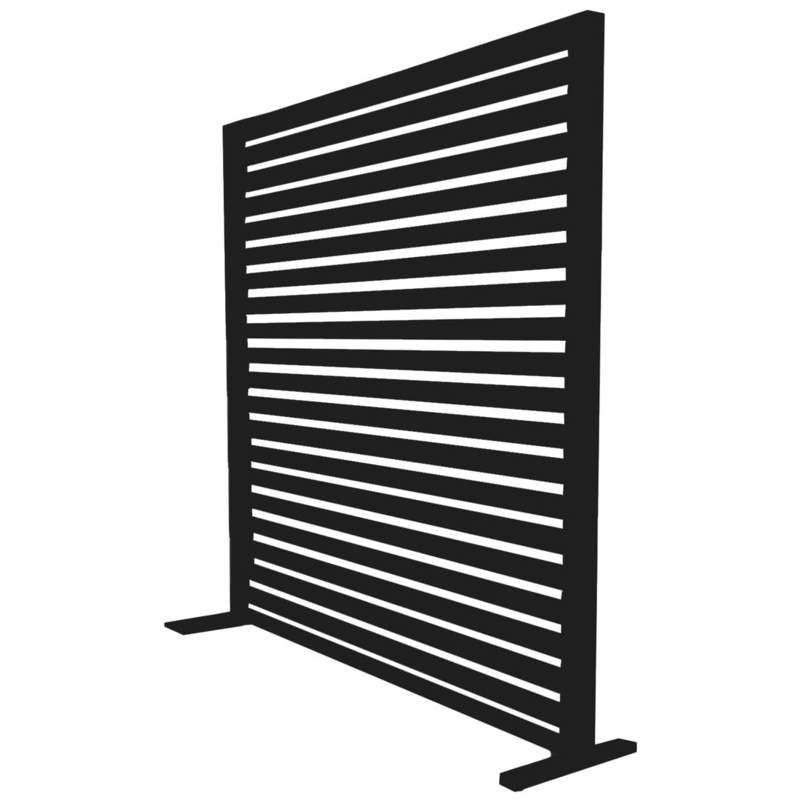 Room Divider Metal Horizontal Slats Black Freestanding Screen