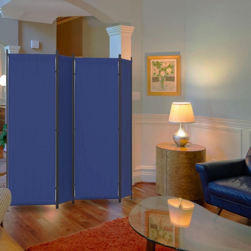 Room Divider Minimalist Steel Frame Freestanding Fabric Screen
