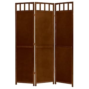 Room Divider Mission Style Espresso 3 Panel Grid Top Folding Screen
