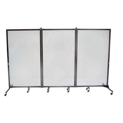 Room Divider, Mobile 3-Panel Black Frame Translucent Screen