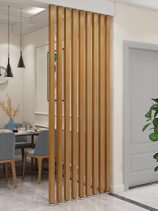 Room Divider Modern Floor To Ceiling Slat Partition, Adjustable Feet