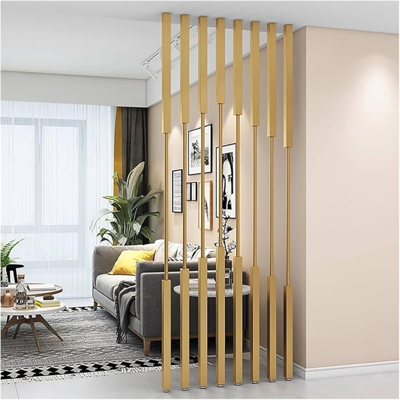 Room Divider Modern Gold Tension Mounted Floor to Ceiling Posts