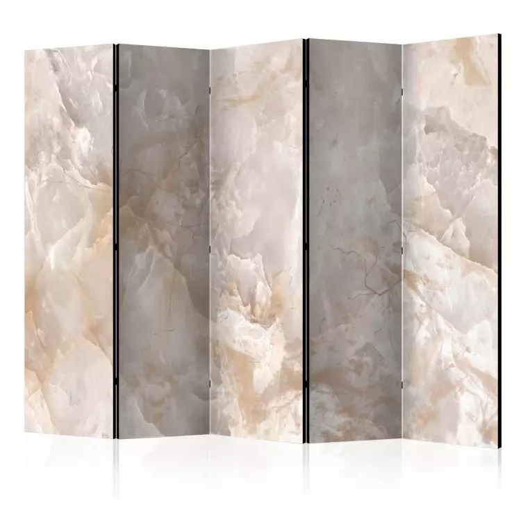 Room Divider Onyx Veining Five Panel Folding Stone Pattern Screen