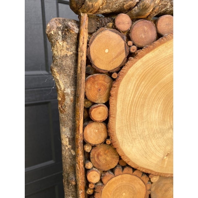 Room Divider, Organic Texture Wood Slice Mosaic Bark Edge Frame