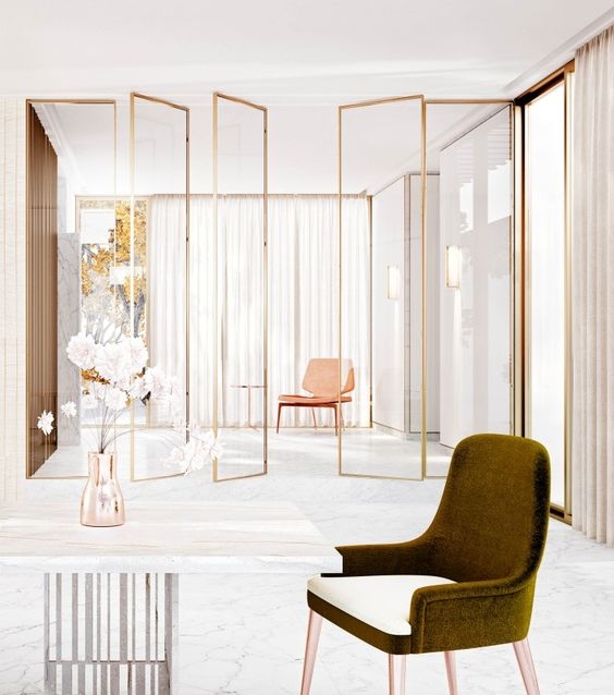 Room Divider Pivoting Glass Floor to Ceiling Minimalist Screen