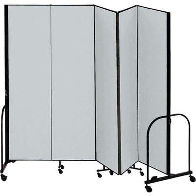 Room Divider, Portable 5-Panel Light Gray Arched End Screen